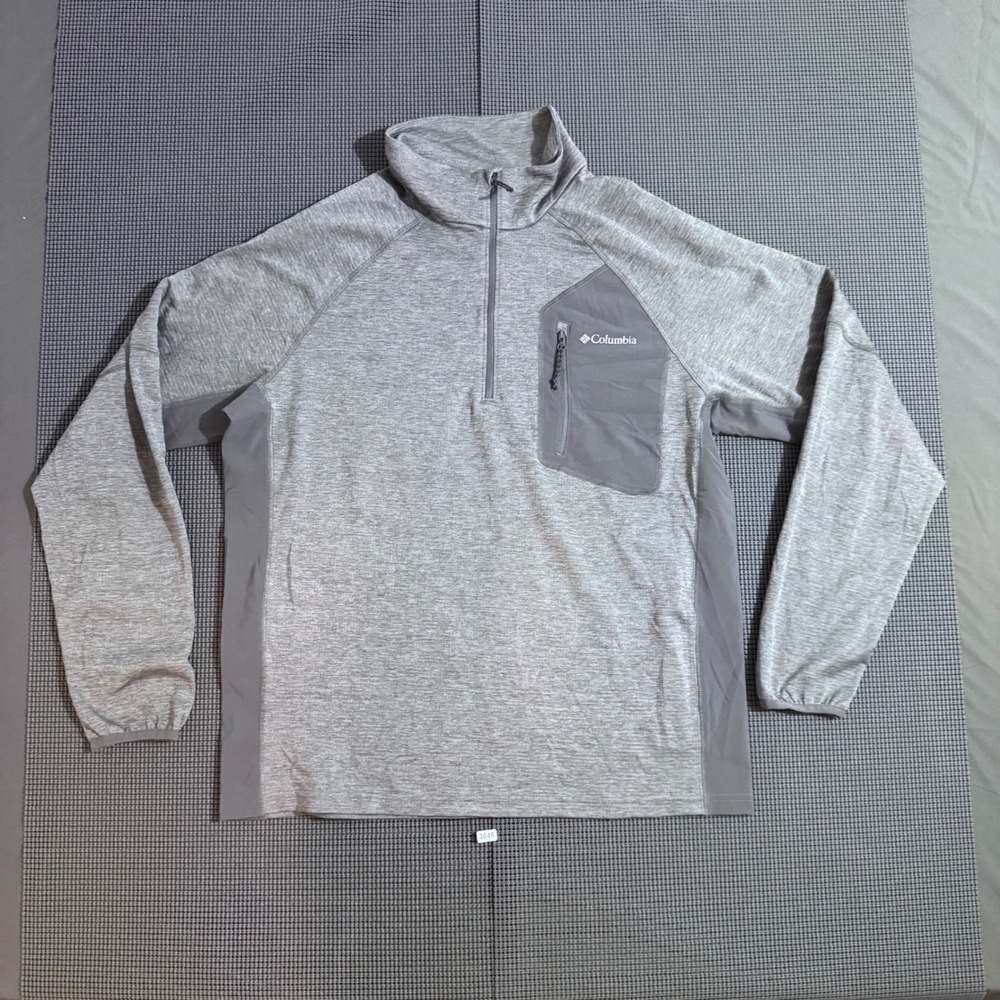 Columbia Mens Gray Heathered Quarter-Zip Pullover Size L